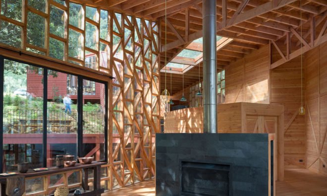 2y House, Sebastian Irarrazaval Arquitectos, treehouse, Chile, Santiago, timber cladding, natural light, wooden screens, concrete, locally sourced timber, green architecture
