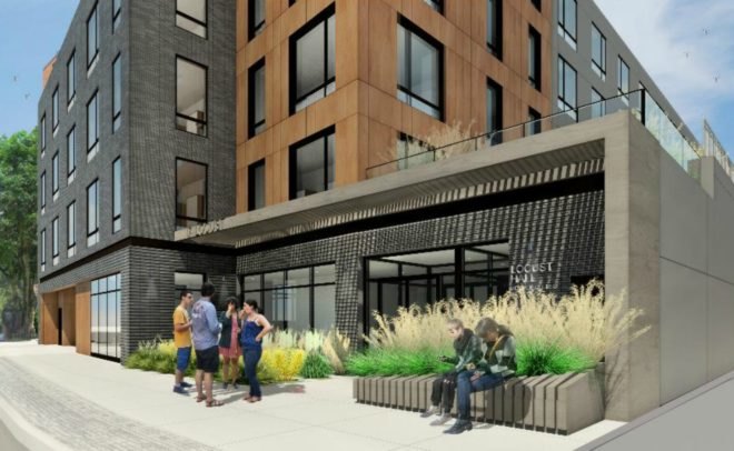30 Locust Avenue, Doban Architecture, New Rochelle, Monroe College, wood-frame modular construction, wooden constructions nyc, nyc wood dorms, university design, fiber-cement rain screen cladding system