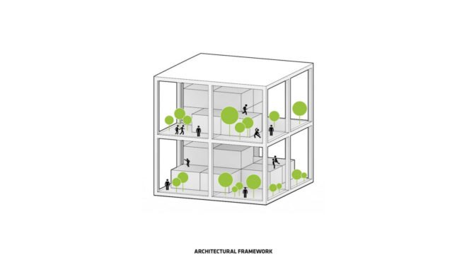 BIG Architects, mixed-use building, 670 Mesquit by BIG, concrete, Los Angeles, flexible spaces, green architecture, mezzanine, Bjarke Ingels, office spaces, retail spaces