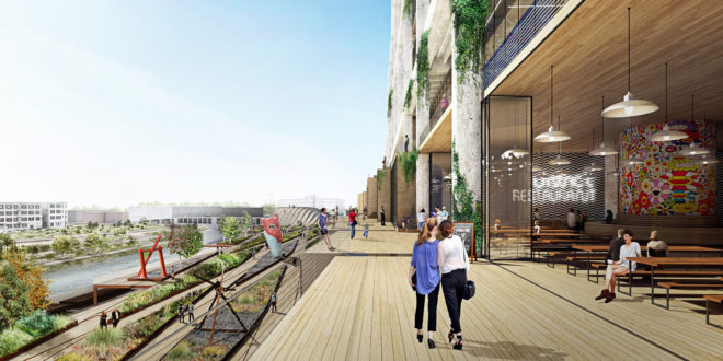 BIG Architects, mixed-use building, 670 Mesquit by BIG, concrete, Los Angeles, flexible spaces, green architecture, mezzanine, Bjarke Ingels, office spaces, retail spaces