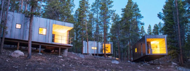 COBS Year-Round Micro Cabins, Colorado Building Workshop, University of Colorado Denver, micro-cabins in Colorado, cabins wrapped in hot rolled steel, low-maintenance cabins