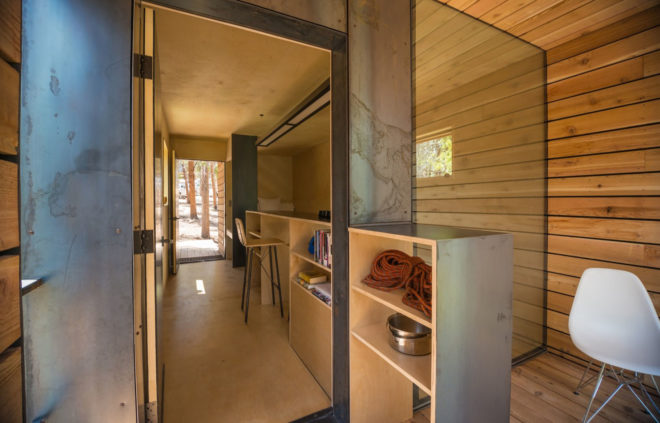 COBS Year-Round Micro Cabins, Colorado Building Workshop, University of Colorado Denver, micro-cabins, Colorado, green cabins, hot rolled steel, low-maintenance building, concrete, green architecture, rainscreens, insulation, plywood