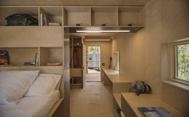 COBS Year-Round Micro Cabins, Colorado Building Workshop, University of Colorado Denver, micro-cabins, Colorado, green cabins, hot rolled steel, low-maintenance building, concrete, green architecture, rainscreens, insulation, plywood