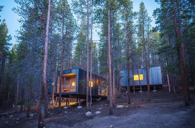 COBS Year-Round Micro Cabins, Colorado Building Workshop, University of Colorado Denver, micro-cabins, Colorado, green cabins, hot rolled steel, low-maintenance building, concrete, green architecture, rainscreens, insulation, plywood