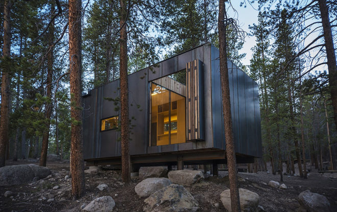 COBS Year-Round Micro Cabins, Colorado Building Workshop, University of Colorado Denver, micro-cabins, Colorado, green cabins, hot rolled steel, low-maintenance building, concrete, green architecture, rainscreens, insulation, plywood