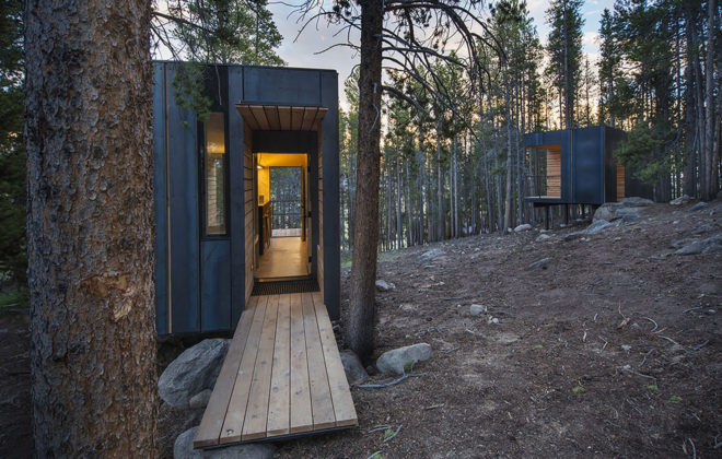 COBS Year-Round Micro Cabins, Colorado Building Workshop, University of Colorado Denver, micro-cabins, Colorado, green cabins, hot rolled steel, low-maintenance building, concrete, green architecture, rainscreens, insulation, plywood