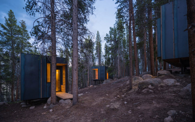 COBS Year-Round Micro Cabins, Colorado Building Workshop, University of Colorado Denver, micro-cabins, Colorado, green cabins, hot rolled steel, low-maintenance building, concrete, green architecture, rainscreens, insulation, plywood