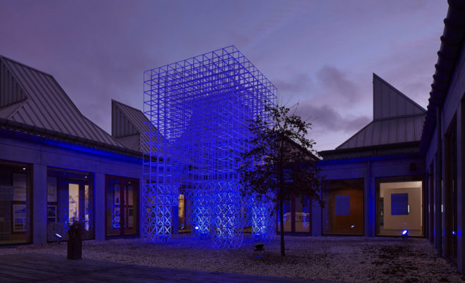 Skidmore, Owings and Merrill (SOM), Christmas tree, Utzon Center, temporary sculpture, temporary installation, lattice, courtyard, green architecture, Denmark