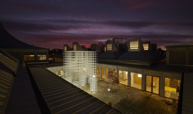 Skidmore, Owings and Merrill (SOM), Christmas tree, Utzon Center, temporary sculpture, temporary installation, lattice, courtyard, green architecture, Denmark