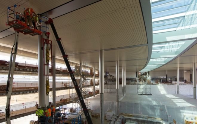 Foster and Partners, Apple's Campus 2, Apple spaceship campus, cupertino, california, apple offices cali, office design, foster's apple building, architecture, urban design, spaceship design, apple office design, drone footage of new apple building, green building, solar energy, net zero design