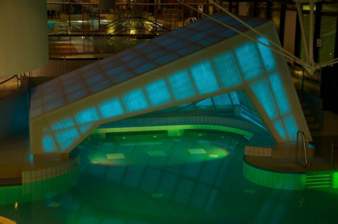 Krieger Architects Engineers, Obermaintherme, Thermal Baths, Light Transmitting Concrete, LUCEM light transmitting concrete , Bad Staffelstein, Bavaria thermal baths, natural stone pools, thermal bath design, urban design, translucent concrete, LED modules
