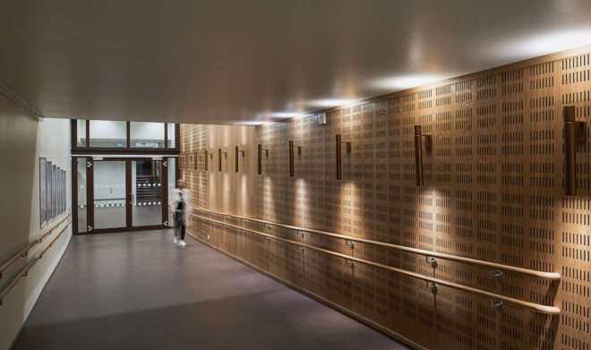 Snøhetta, Lillehammer Art Museum and Lillehammer Cinema, green extension, museum extension, stainless steel, Bård Breivik, green renovation, glass facade, transparent facade, auditorium