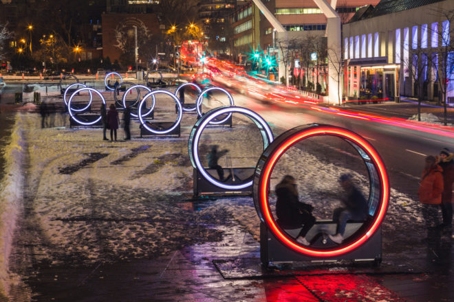 loop, montreal, quebec, Luminothérapie, public art, temporary public art installation, temporary public art, interactive public art, Olivier Girouard, Jonathan Villeneuve