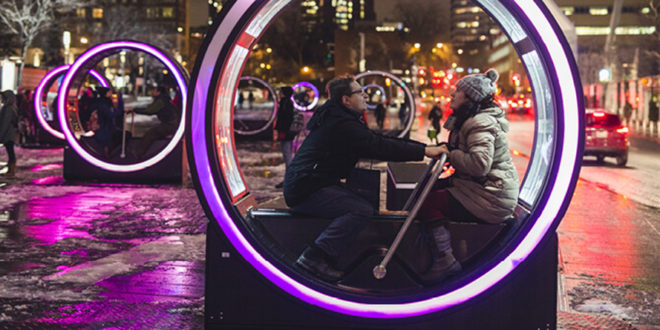 loop, montreal, quebec, Luminothérapie, public art, temporary public art installation, temporary public art, interactive public art, Olivier Girouard, Jonathan Villeneuve