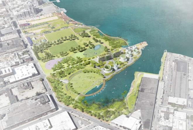 Maker Park, STUDIO V Architecture, Ken Smith Workshop, Bushwick Inlet Park, friends of bushwick inlet park greenpoint park, greenpoint waterfront, brooklyn protests, urban green space, nyc green space, brooklyn green parks, nyc public parks, waterfront parks nyc, protests bushwick inlet park, Williamsburg-Greenpoint rezoning, Zac Waldman, Karen Zabarsky, Stacey Anderson, STUDIO V Architecture, Ken Smith Workshop,