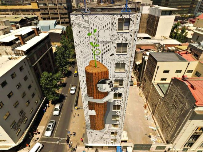 Francesco Camillo Giogino, Millo, street art, eco street art, tree hugger street art, tree hugger mural, Hecho En Casa festival, murals, street art, tree art, tree huggers, Janet Echelman, Edgar Müller, Henk Hofstra