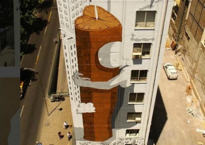 Francesco Camillo Giogino, Millo, street art, eco street art, tree hugger street art, tree hugger mural, Hecho En Casa festival, murals, street art, tree art, tree huggers, Janet Echelman, Edgar Müller, Henk Hofstra
