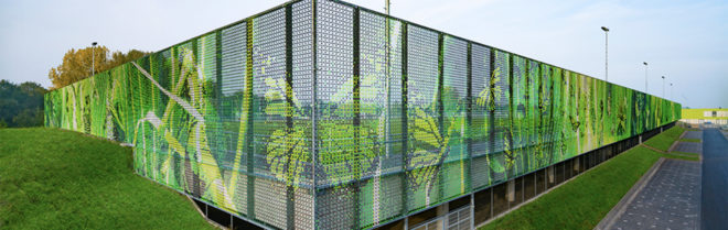 Schiedam Sports Park, Moederscheim Moonen Architects, Lace Fence, Dedots, sports park, the Netherlands, pixelated envelope, concrete, canopy, green architecture, sports facility