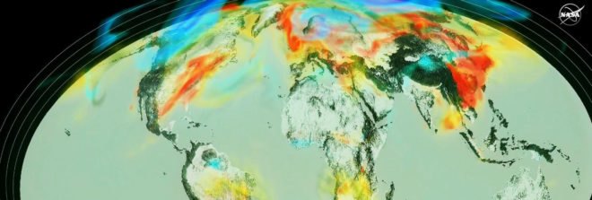 NASA, NASA Goddard Space Flight Center, Global Modeling and Assimilation Office, Orbiting Carbon Observatory-2, satellite, data, dataset, new data, data visualization, visualization, 3D visualization, 3D, carbon dioxide, carbon dioxide emissions, emissions, climate change, climate, global warming, climate research