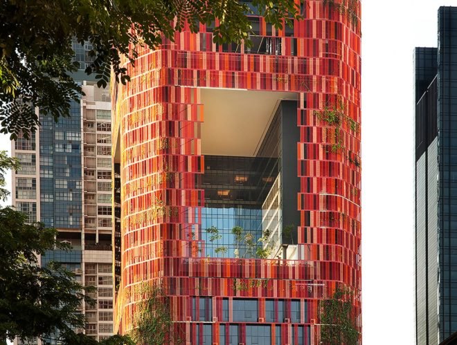 Oasia Hotel Downtown, Oasia Hotel Downtown by WOHA Architects, Oasia, WOHA, WOHA Architects, hotel, green hotel, Far East Hospitality, skyscraper, green skyscraper, tower, green tower, plants, greenery