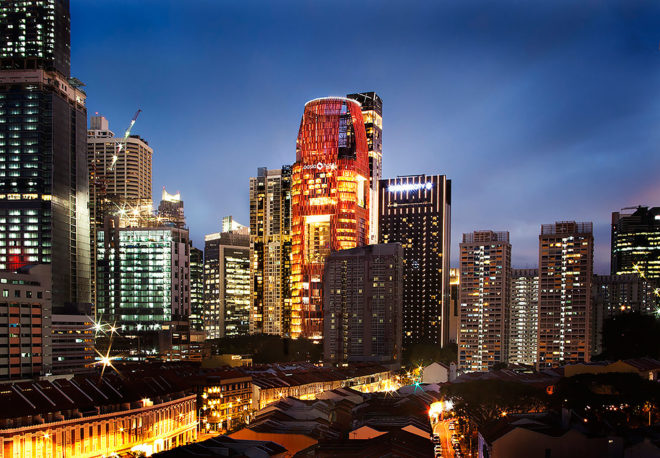 Oasia Hotel Downtown, Oasia Hotel Downtown by WOHA Architects, Oasia, WOHA, WOHA Architects, hotel, green hotel, Far East Hospitality, skyscraper, green skyscraper, tower, green tower, plants, greenery