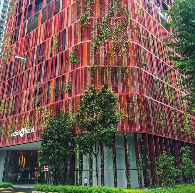 Oasia Hotel Downtown, Oasia Hotel Downtown by WOHA Architects, Oasia, WOHA, WOHA Architects, hotel, green hotel, Far East Hospitality, skyscraper, green skyscraper, tower, green tower, plants, greenery