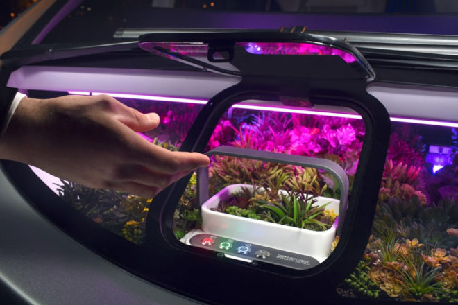 rinspeed, rinspeed oasis, autonomous cars, self-driving car, concept cars, urban gardening on wheels, growing plants in cars, garden in a car, mobile office, office on wheels, autonomous mobile office, self-driving mobile office, artificial intelligence, navigation, ces