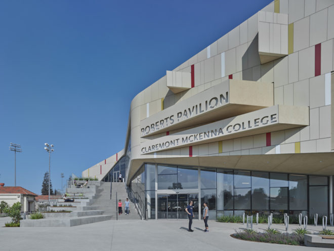 Roberts Pavilion at Claremont McKenna College, sustainable Roberts Pavilion, sustainable gym, eco-friendly gym design, green gym architecture, Roberts Pavilion by John Friedman Alice Kimm Architects, California drought friendly architecture