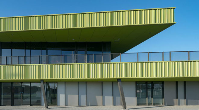 Schiedam Sports Park, Moederscheim Moonen Architects, Lace Fence, Dedots, sports park, the Netherlands, pixelated envelope, concrete, canopy, green architecture, sports facility