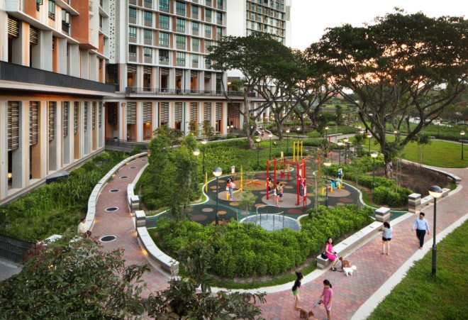 skyville, singapore architecture, woha, patrick bingham-hall, passive design, prefabricated design, solar roof, community living, passive housing, communal space, solar powered housing
