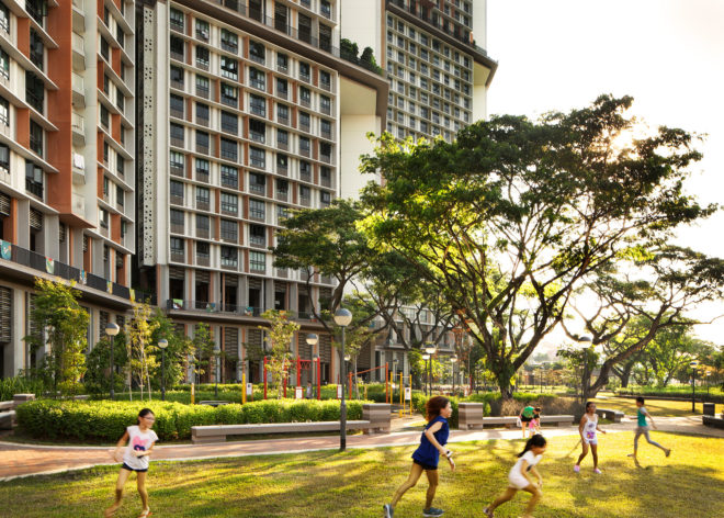 skyville, singapore architecture, woha, patrick bingham-hall, passive design, prefabricated design, solar roof, community living, passive housing, communal space, solar powered housing