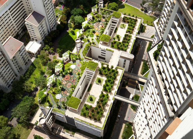 skyville, singapore architecture, woha, patrick bingham-hall, passive design, prefabricated design, solar roof, community living, passive housing, communal space, solar powered housing