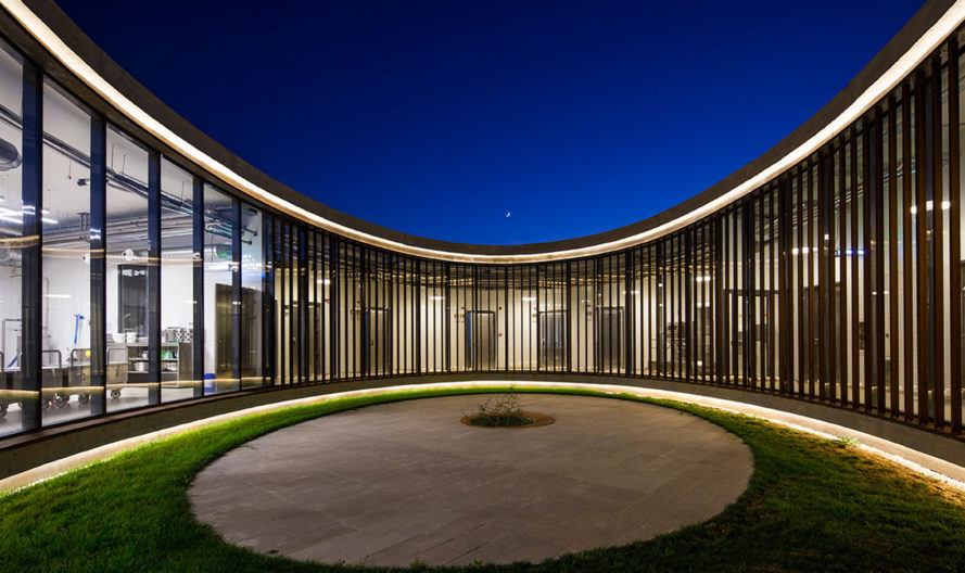 Farm of 38° 30°, Slash Architects, Arkizon Architects, dairy factory, Turkey, showroom, courtyard, natural light, locally sourced materials, natural stone, green architecture, Corten steel