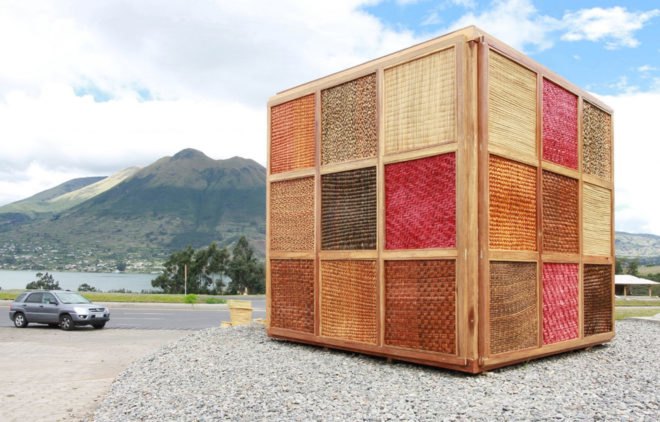 ecuadorian weaving, ecuadorian architecture, vernacular architecture, indigenous architecture, totora cube, Woven house in Ecuador, Archquid think-act tank, Totora's Cube, Ecuador, multi-use space, Totora plant, traditional weaving techniques, green architecture