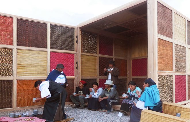 ecuadorian weaving, ecuadorian architecture, vernacular architecture, indigenous architecture, totora cube, Woven house in Ecuador, Archquid think-act tank, Totora's Cube, Ecuador, multi-use space, Totora plant, traditional weaving techniques, green architecture
