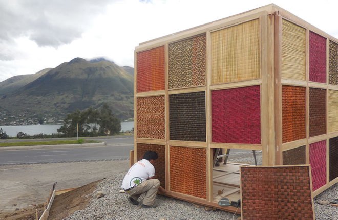 ecuadorian weaving, ecuadorian architecture, vernacular architecture, indigenous architecture, totora cube, Woven house in Ecuador, Archquid think-act tank, Totora's Cube, Ecuador, multi-use space, Totora plant, traditional weaving techniques, green architecture
