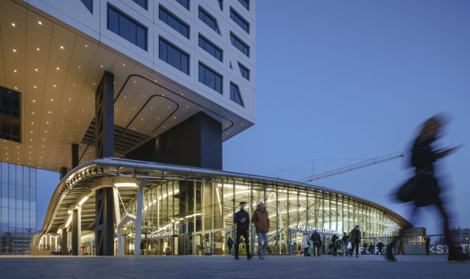 Benthem Crouwel Architects, green infrastructure, green transportation, LED lights, public transport, skylights, transit hub, transport hub, undulating roof, utrecht, Utrecht Central Station