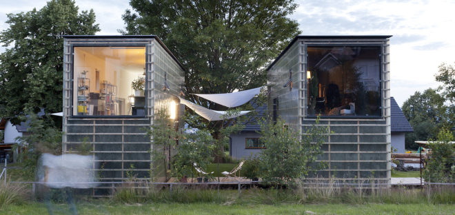 Japanese design, Zen Houses, Czech Republic, Liberec, twin cubic buildings, economy of space and materials, spatial economy, material economy, live and work studios Czech Republic, live and work cubes