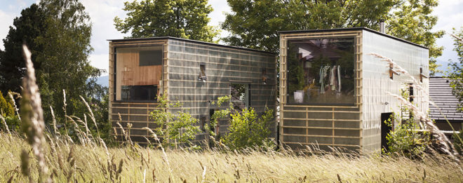 Japanese design, Zen Houses, Czech Republic, Liberec, twin cubic buildings, economy of space and materials, spatial economy, material economy, live and work studios Czech Republic, live and work cubes