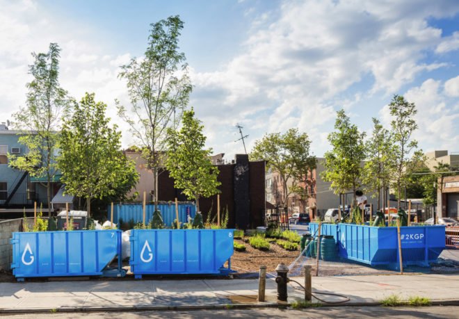 ingenious use of commercial dumpsters, Gowanus Canal Conservancy, New York City