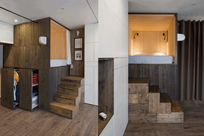 35 square meter apartment by Studio Bazi, Alireza Nemati apartment, space saving design for a small apartment, space saving custom furniture, space saving bed and storage, Studio Bazi self designed apartment, tiny apartment designs