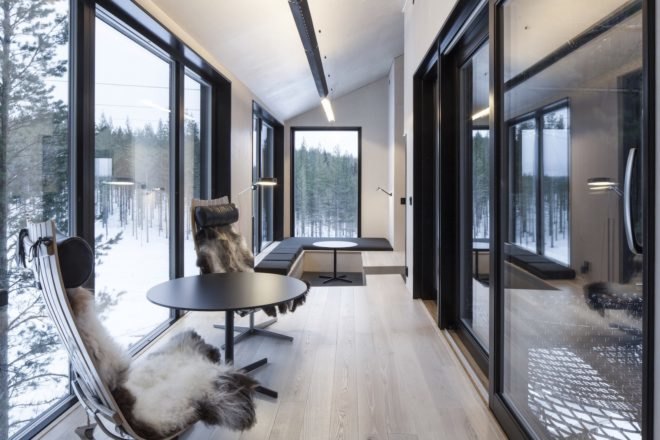 7th room in treehotel, 7th room by Snøhetta, Treehotel northern lights, Snøhetta and Treehotel, Treehotel in Sweden, elevated timber cabin in the forest,