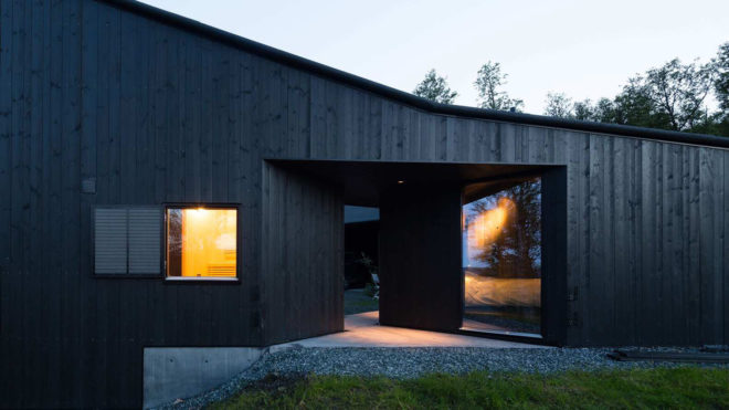 Geilo Cabin, Lund Hagem Architects, Norway, ski resort, concrete, timber, pitched roof, courtyard, green architecture, natural light