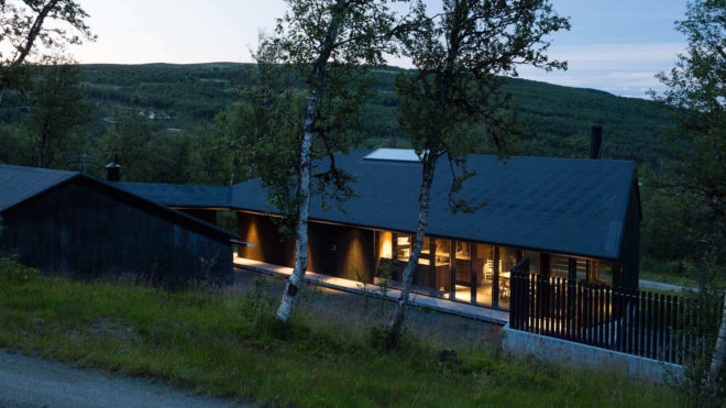 Geilo Cabin, Lund Hagem Architects, Norway, ski resort, concrete, timber, pitched roof, courtyard, green architecture, natural light