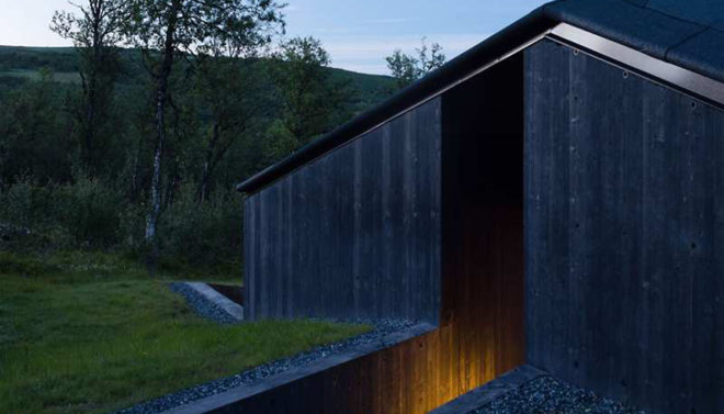 Geilo Cabin, Lund Hagem Architects, Norway, ski resort, concrete, timber, pitched roof, courtyard, green architecture, natural light