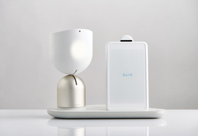 ElliQ, Intuition Robotics, Yves Behar, robot companion, house robot, seniors, senior citizens, assistive technology, London Design Museum, AI, artificial intelligence
