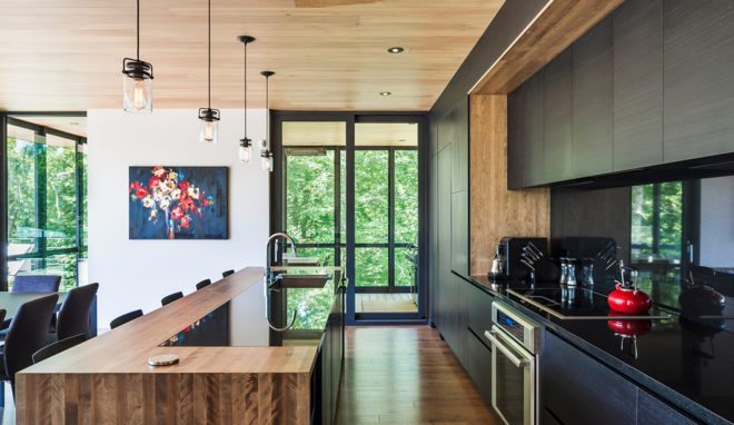 Estrade Residence, MU Architecture, green roof, Quebec, Canada, cedar, wooden cladding, locally sourced materials, green architecture, terrace