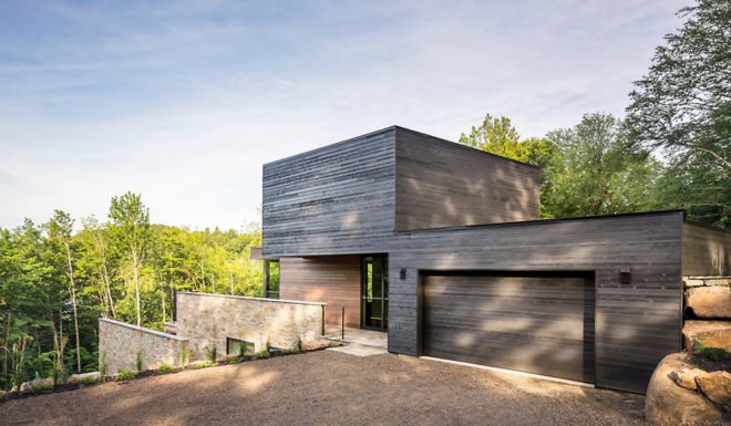 Estrade Residence, MU Architecture, green roof, Quebec, Canada, cedar, wooden cladding, locally sourced materials, green architecture, terrace