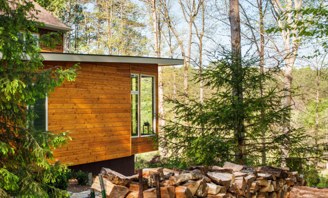 Thrive Architecture, Hickory House, green renovation, Virginia, cedar cladding, cedar, timber cladding, from locally sourced wood, green architecture, LEED lighting, low-flow plumbing