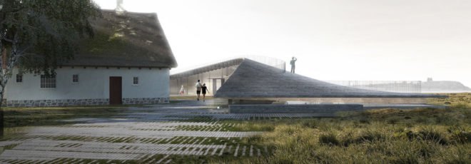 Kalø Castle Visitor Center by Arkitema Architects, Mols Bjerge National Park visitor center, Kalø Castle ruins new visitor center, Kalø Castle Visitor Center, hill-shaped architecture visitor center
